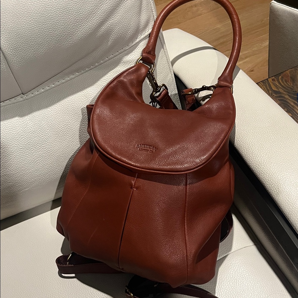 NWT American leather Co Leather Catalina convertible backpack Brown cognac Bag - Picture 4 of 16